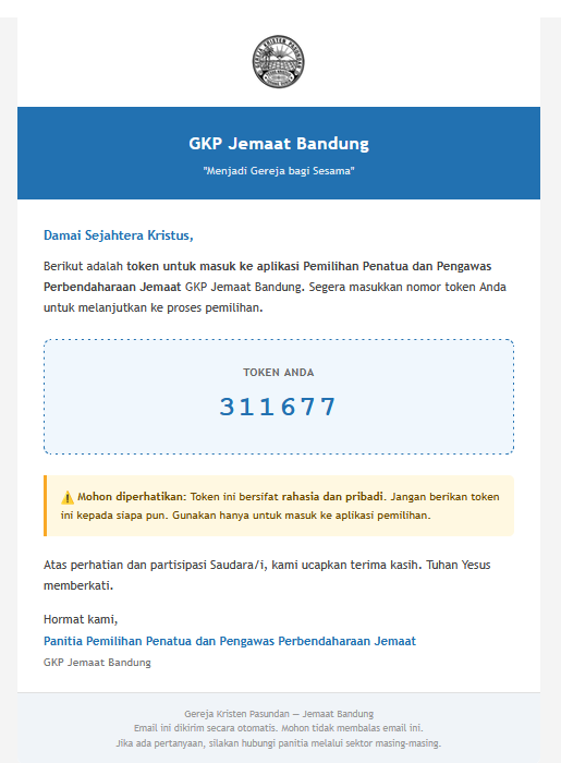 Contoh Email OTP di Inbox